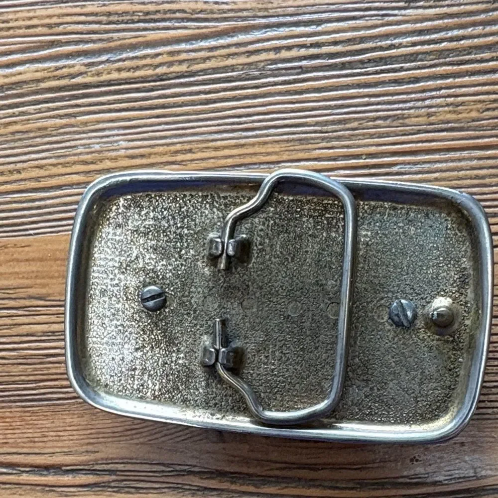 Vintage M Transit Logo Silver and Blue Belt Buckle